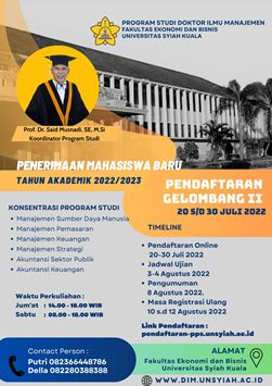 Perpanjangan Jadwal Penerimaan Mahasiswa Baru Program Studi Pascasarjana Tahun Akademik 2022/2023